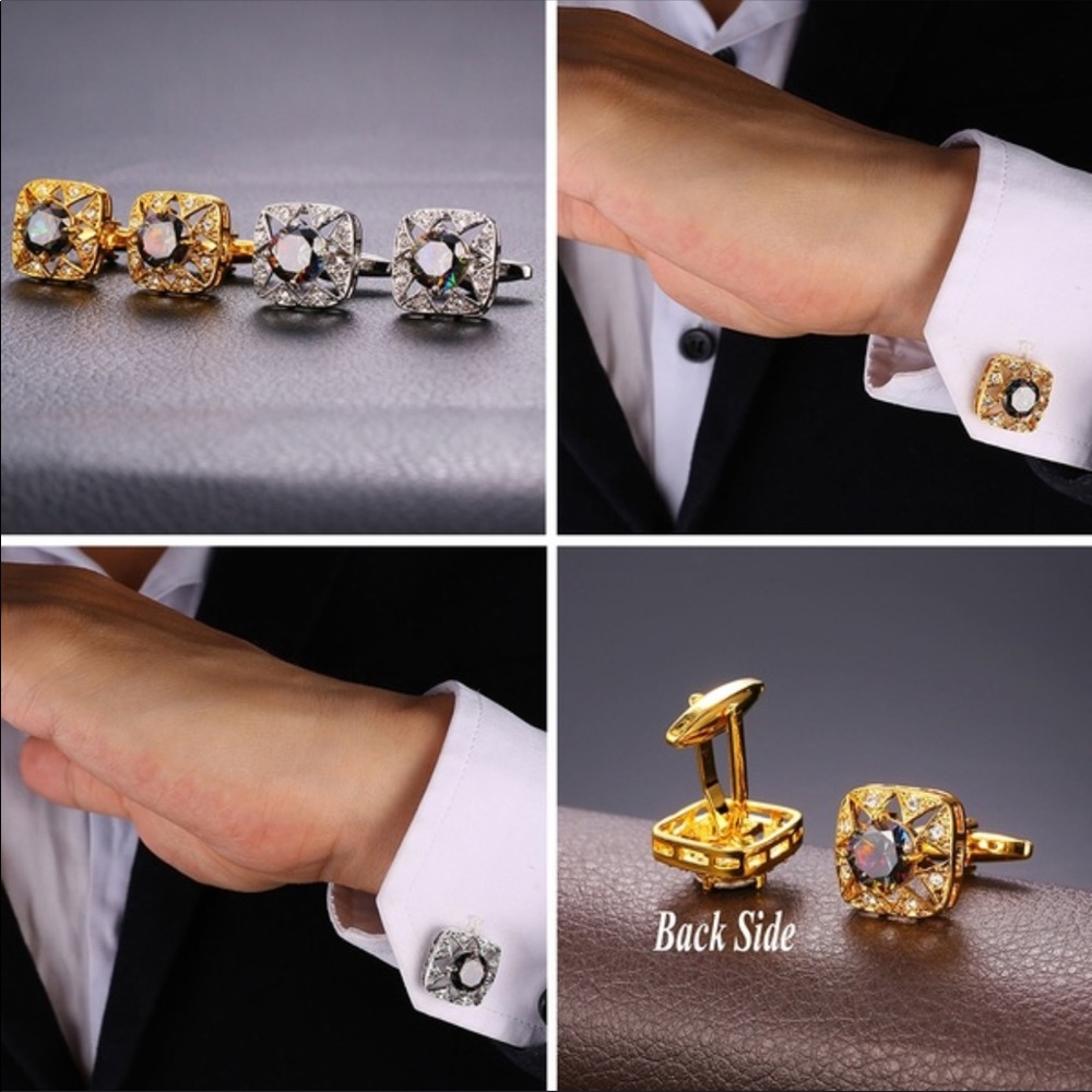 Austrian Chrystal 18k Gold Cufflinks